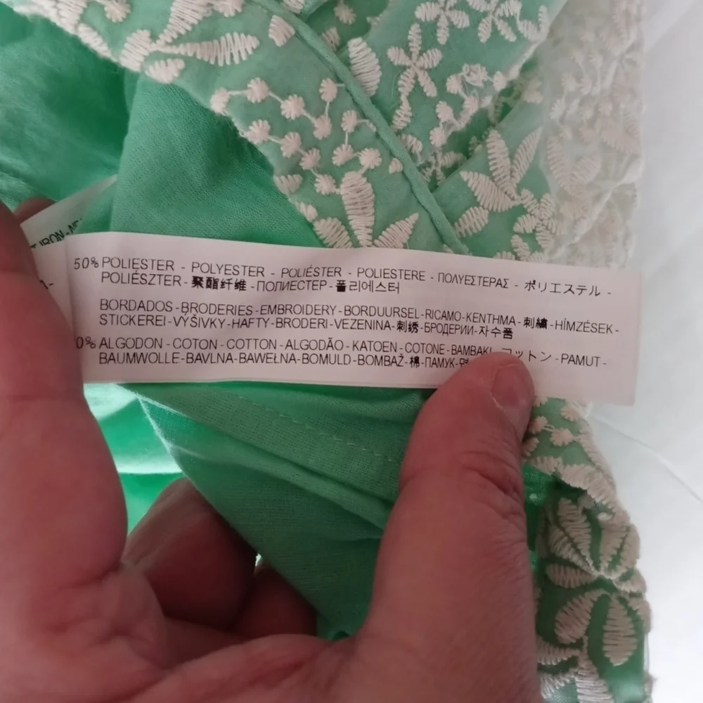 Zara Embroidered Mint Floral Print A-line Skirt  Size S.